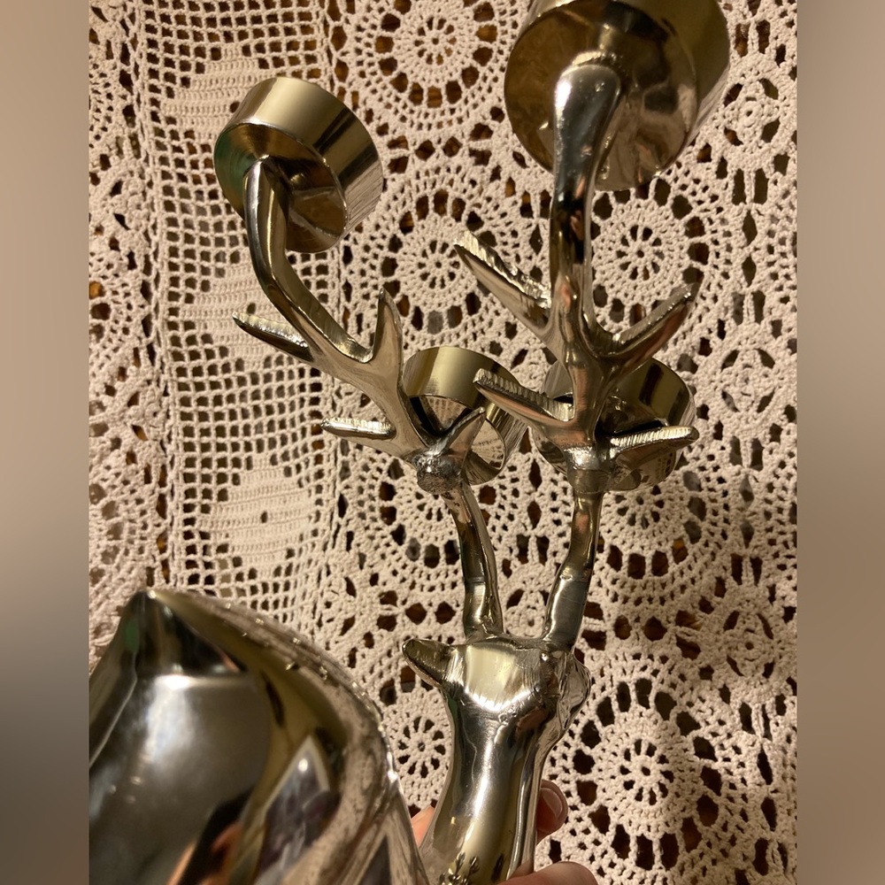 Reindeer Christmas Winter Tealight Candle Holder - Metal Tall Decor - Picture 5 of 15